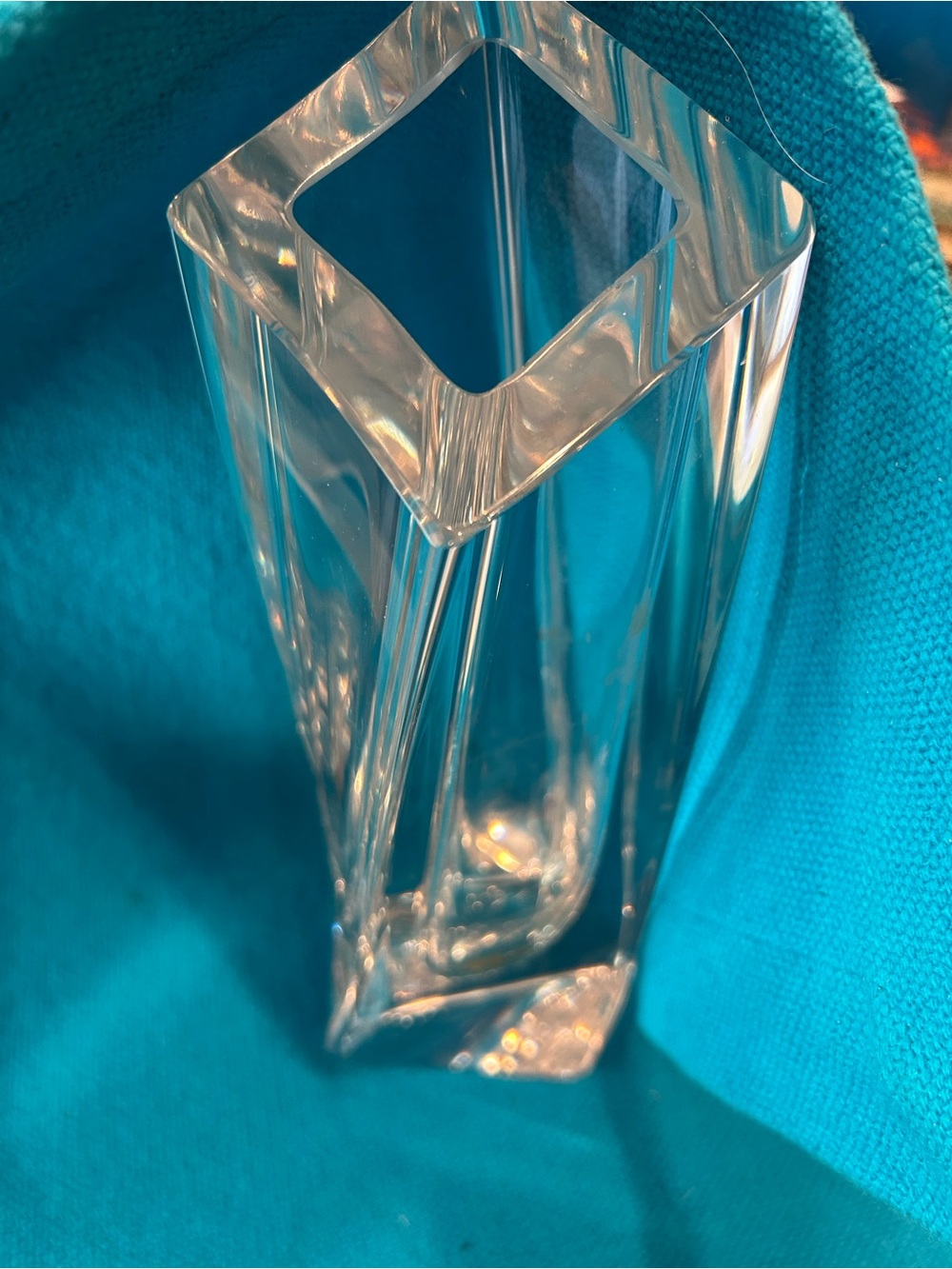 SIGNED Kosta Boda Sweden Goran Warff Sails Clear Crystal Art Glass Vase 048923